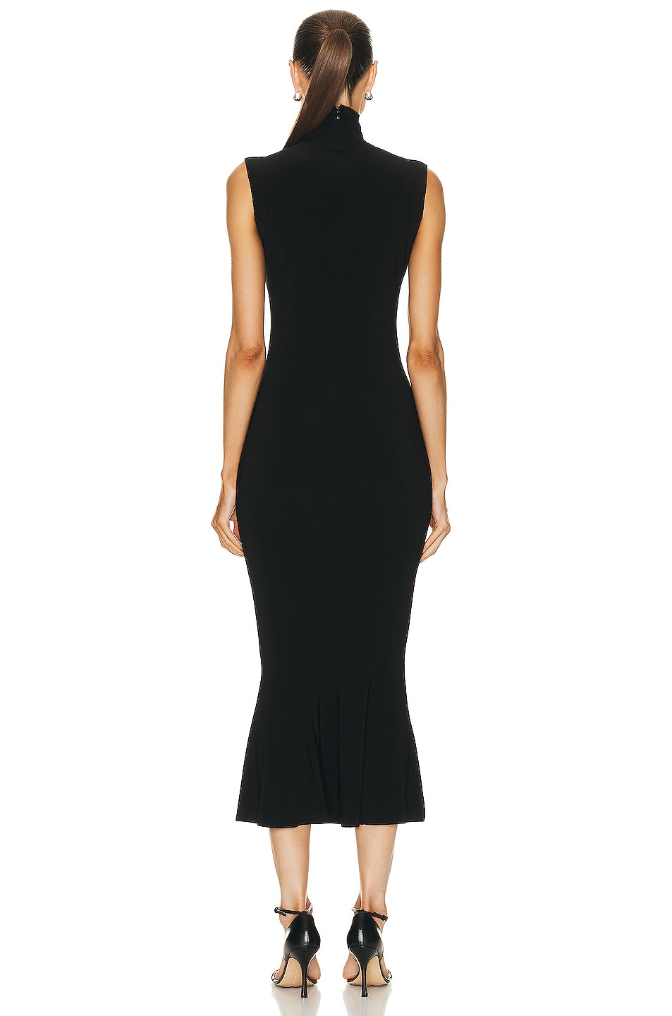 Norma Kamali Sleeveless Turtle Fishtail Dress To Midcalf in Black FWRD
