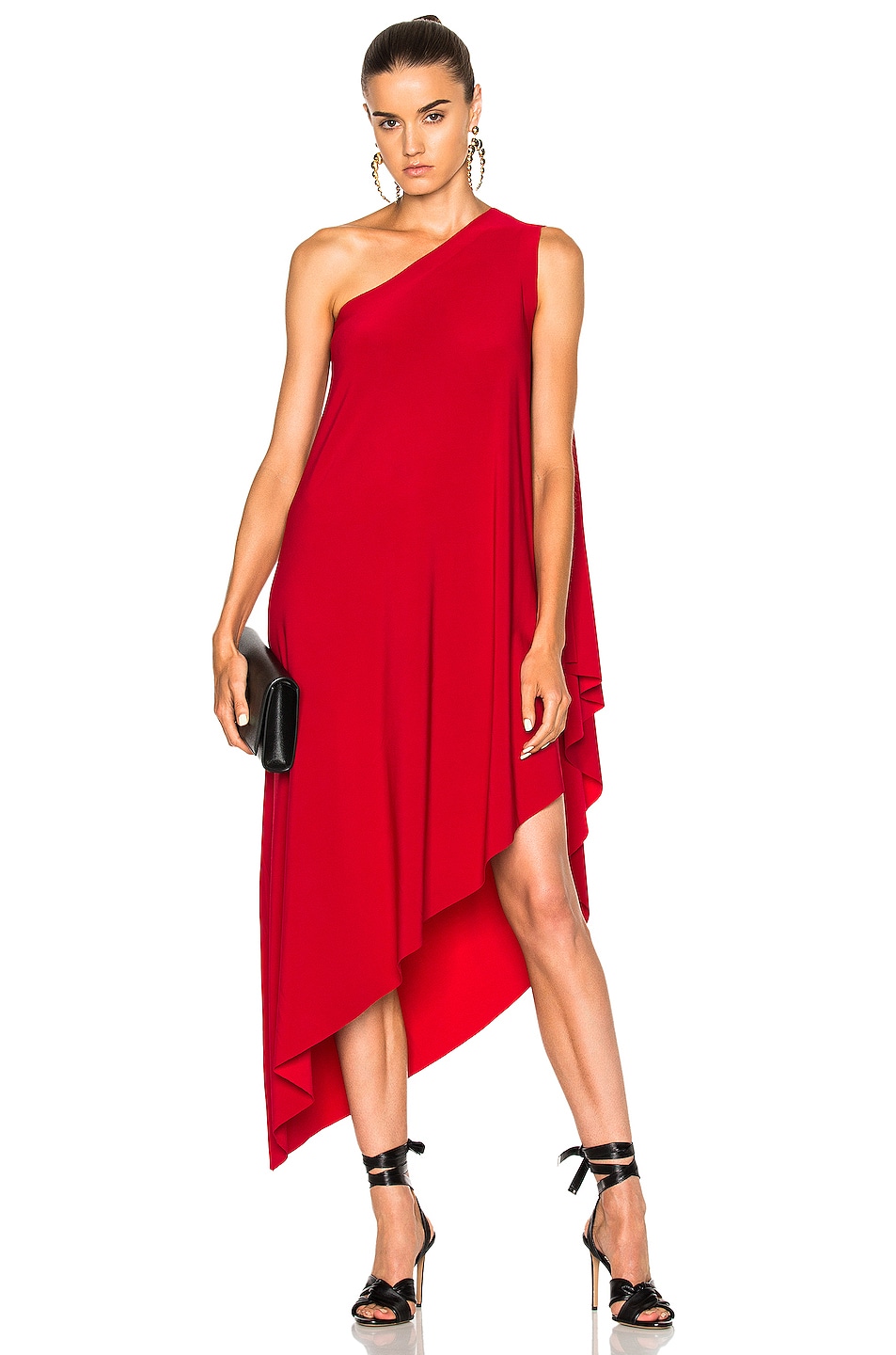 Image 1 of Norma Kamali One Shoulder Diagonal Dress in Red