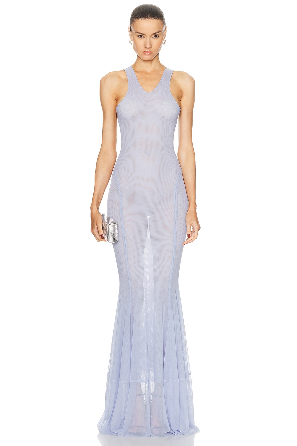 Image 1 of Norma Kamali Racer Fishtail Gown in Misty Blue