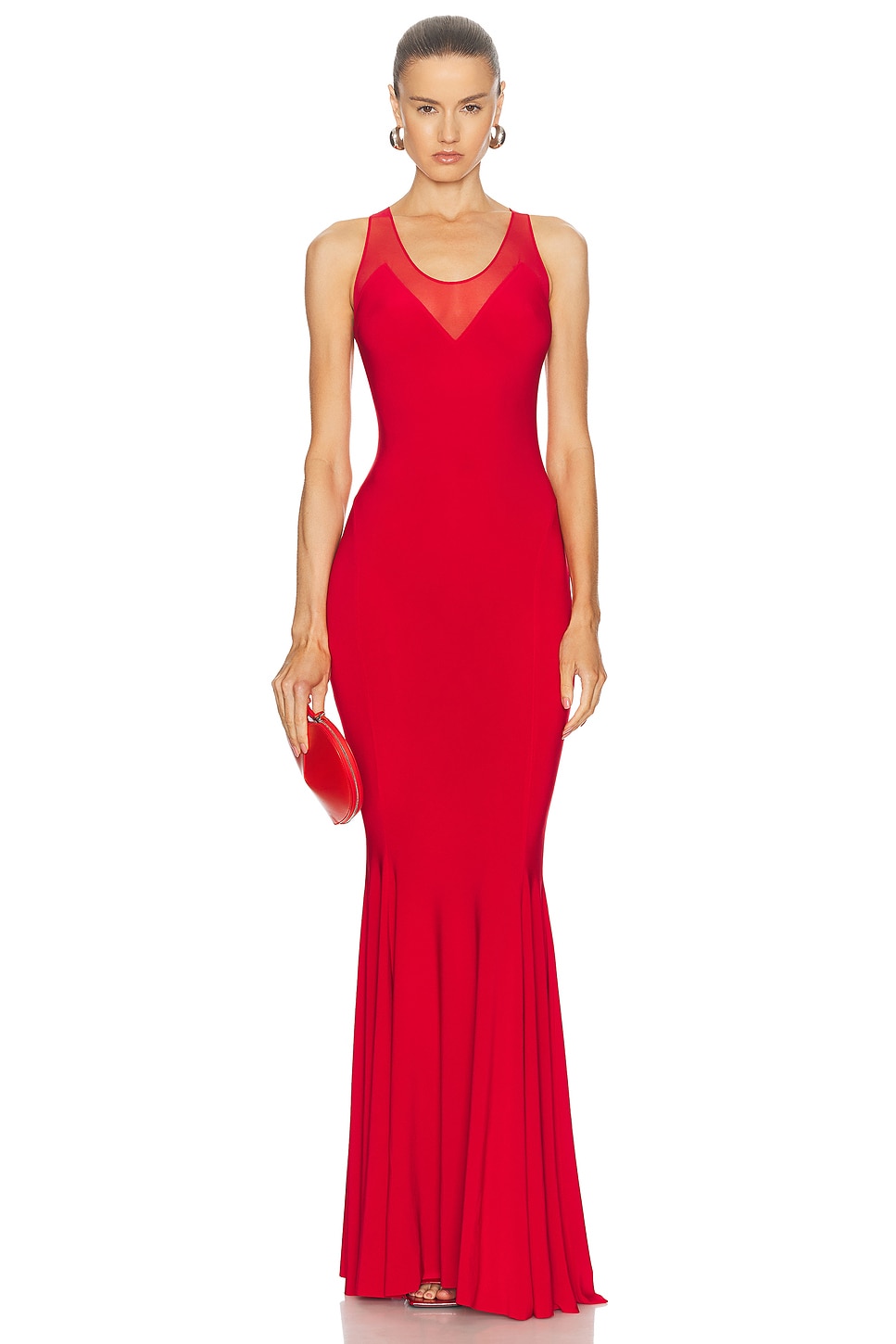 Image 1 of Norma Kamali Racer Fishtail Gown in Tiger Red