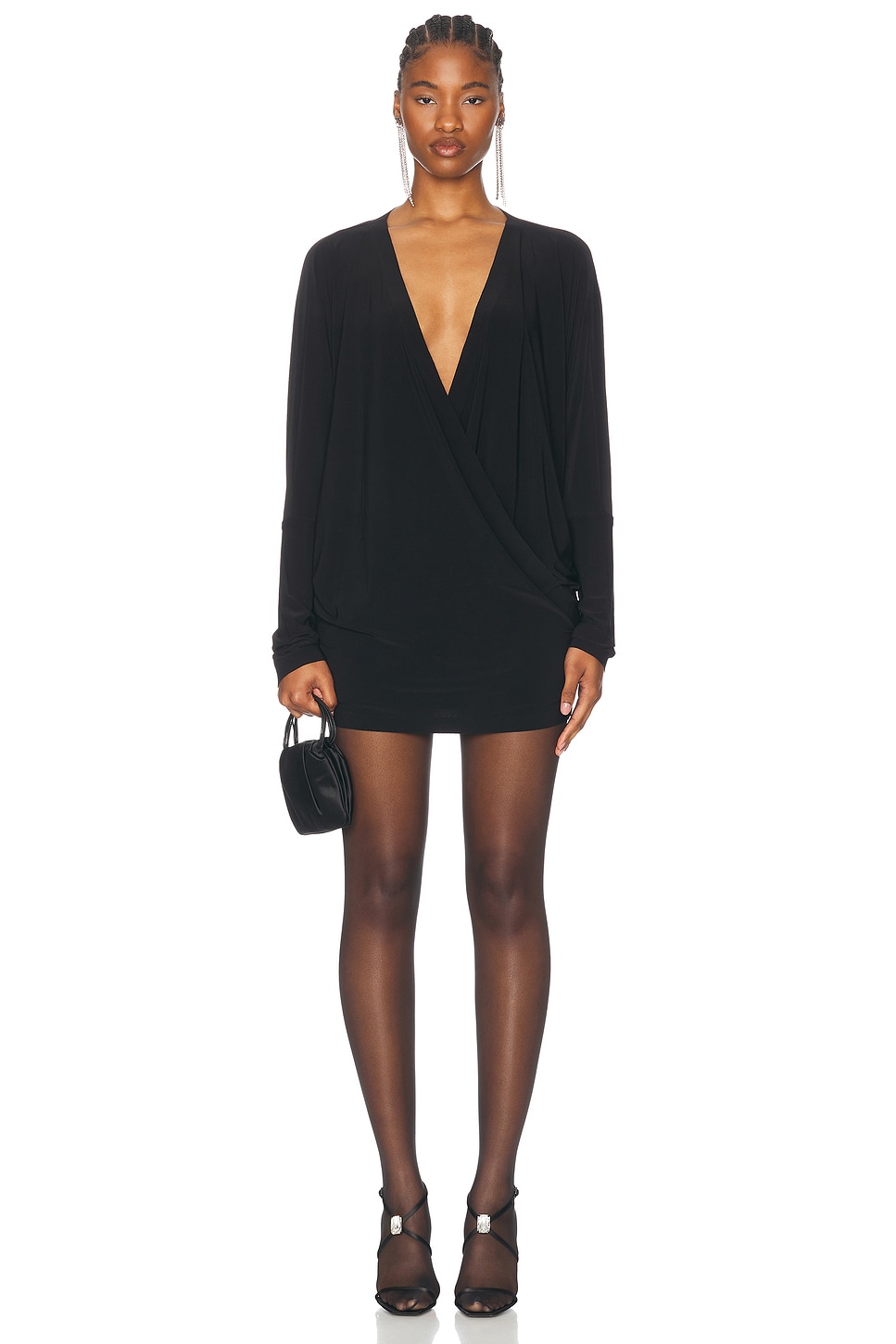 Image 1 of Norma Kamali Dolman Wrap Mini Dress in Black