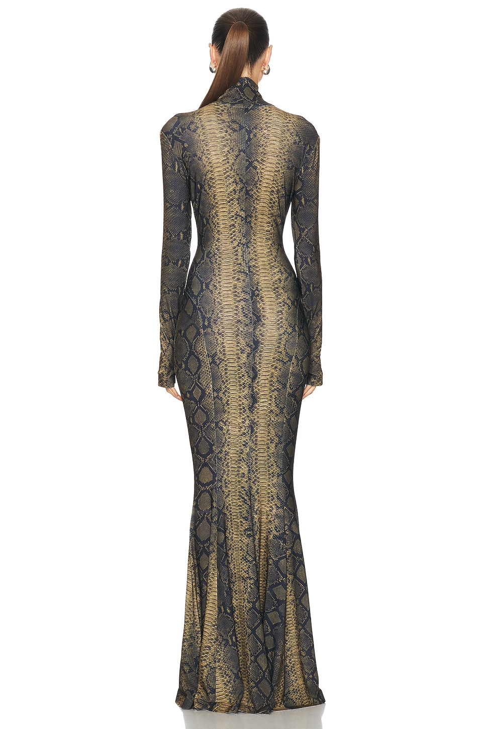 Norma Kamali Long Sleeve Turtleneck Fishtail Gown