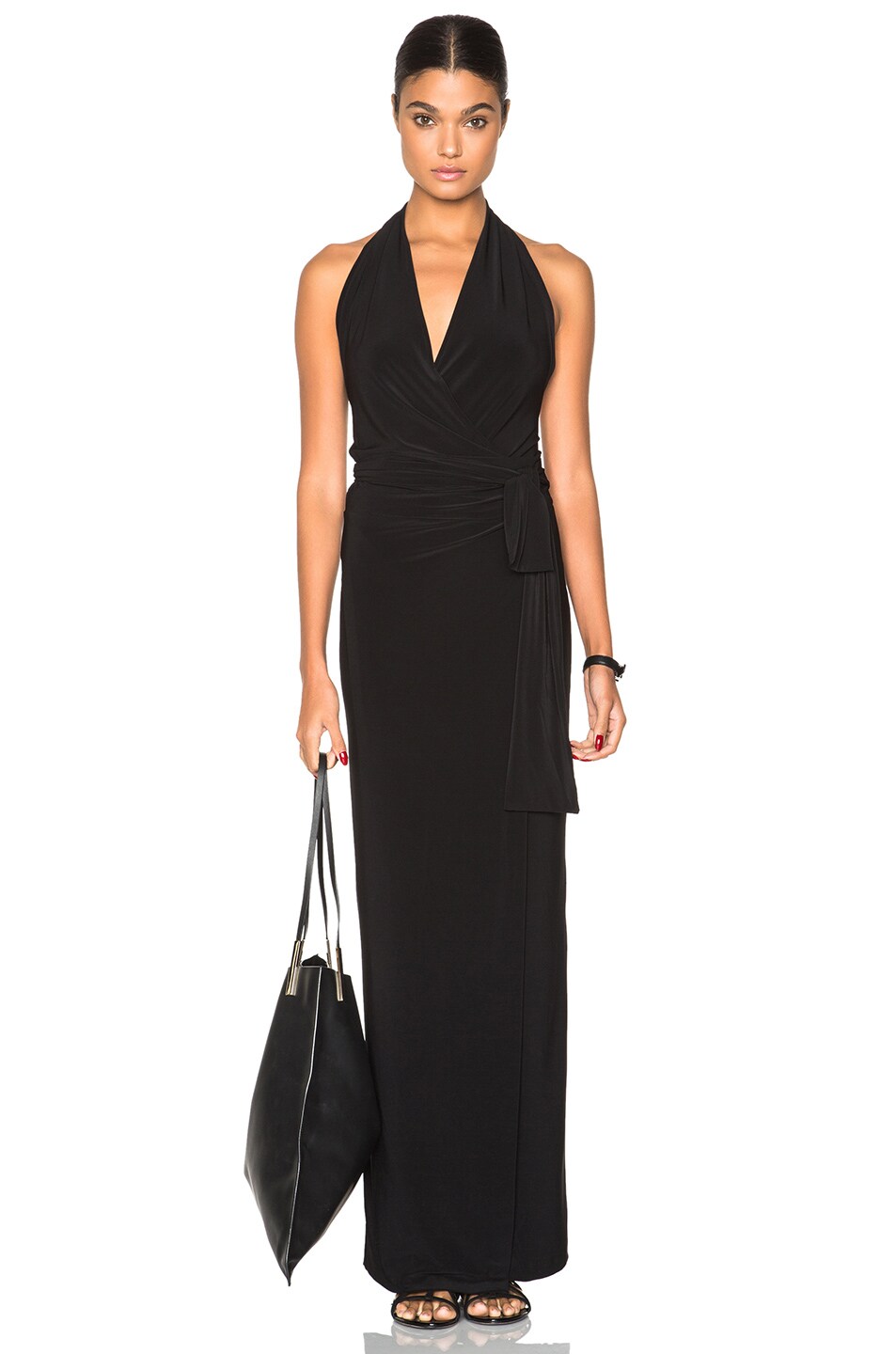 Image 1 of Norma Kamali Halter Wrap Dress in Black