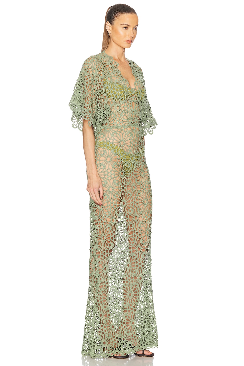 Shop Norma Kamali Obie Gown In Vintage Green
