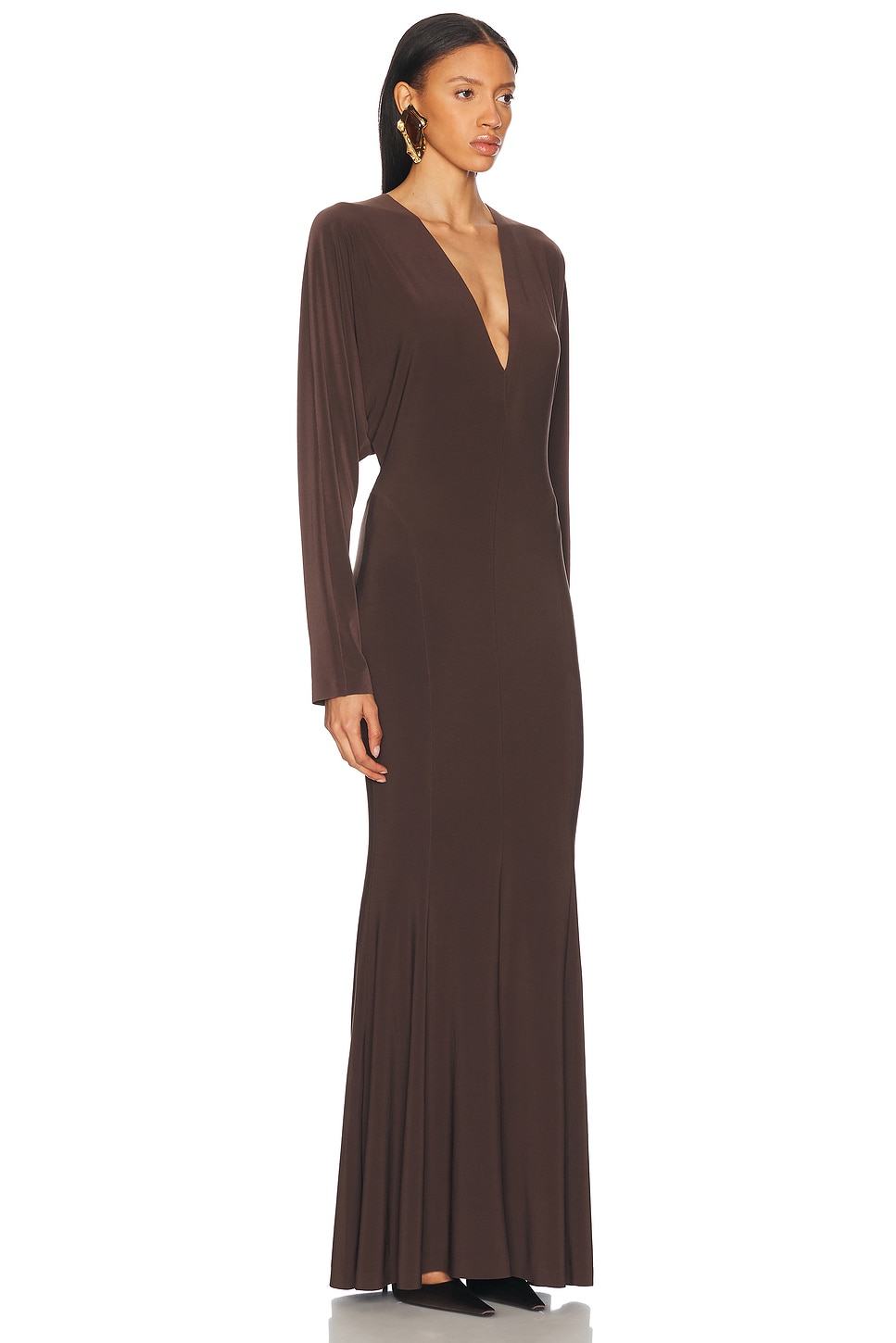 Norma Kamali X Revolve Dolman V Neck Fishtail Gown
