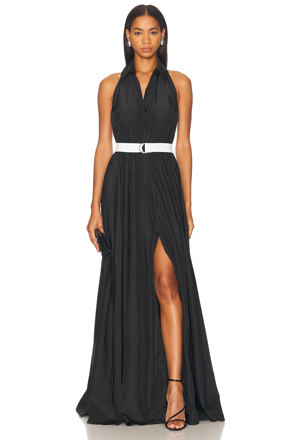 Image 1 of Norma Kamali Halter Flared Gown in Black