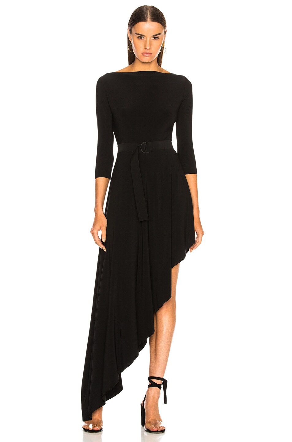 Norma Kamali Reversible Diagonal Flared Dress in Black | FWRD