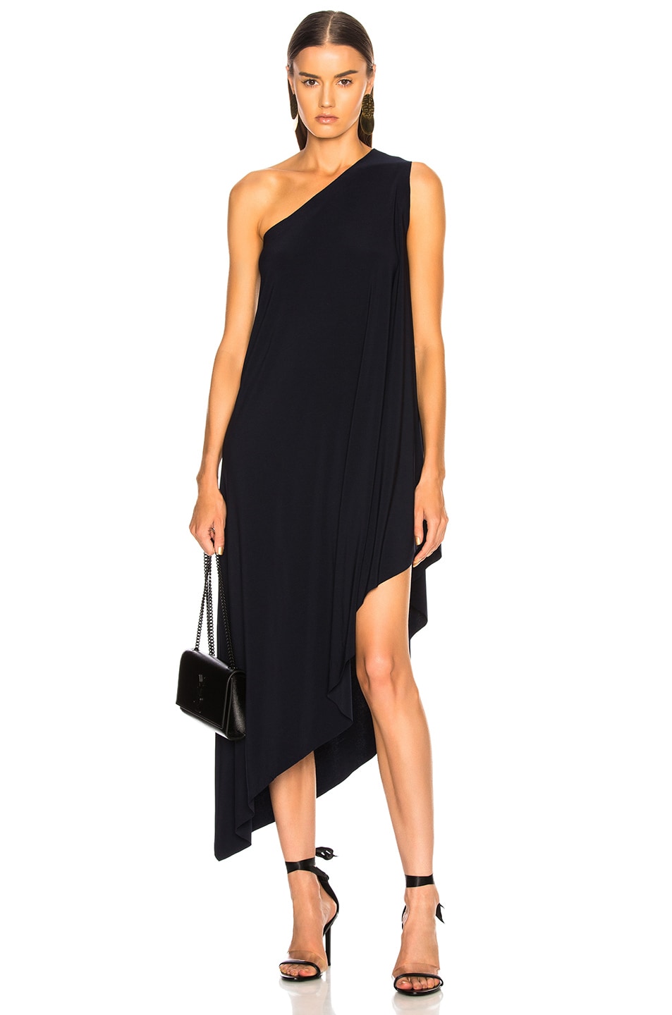Image 1 of Norma Kamali for FWRD One Shoulder Diagonal Dress in Midnight