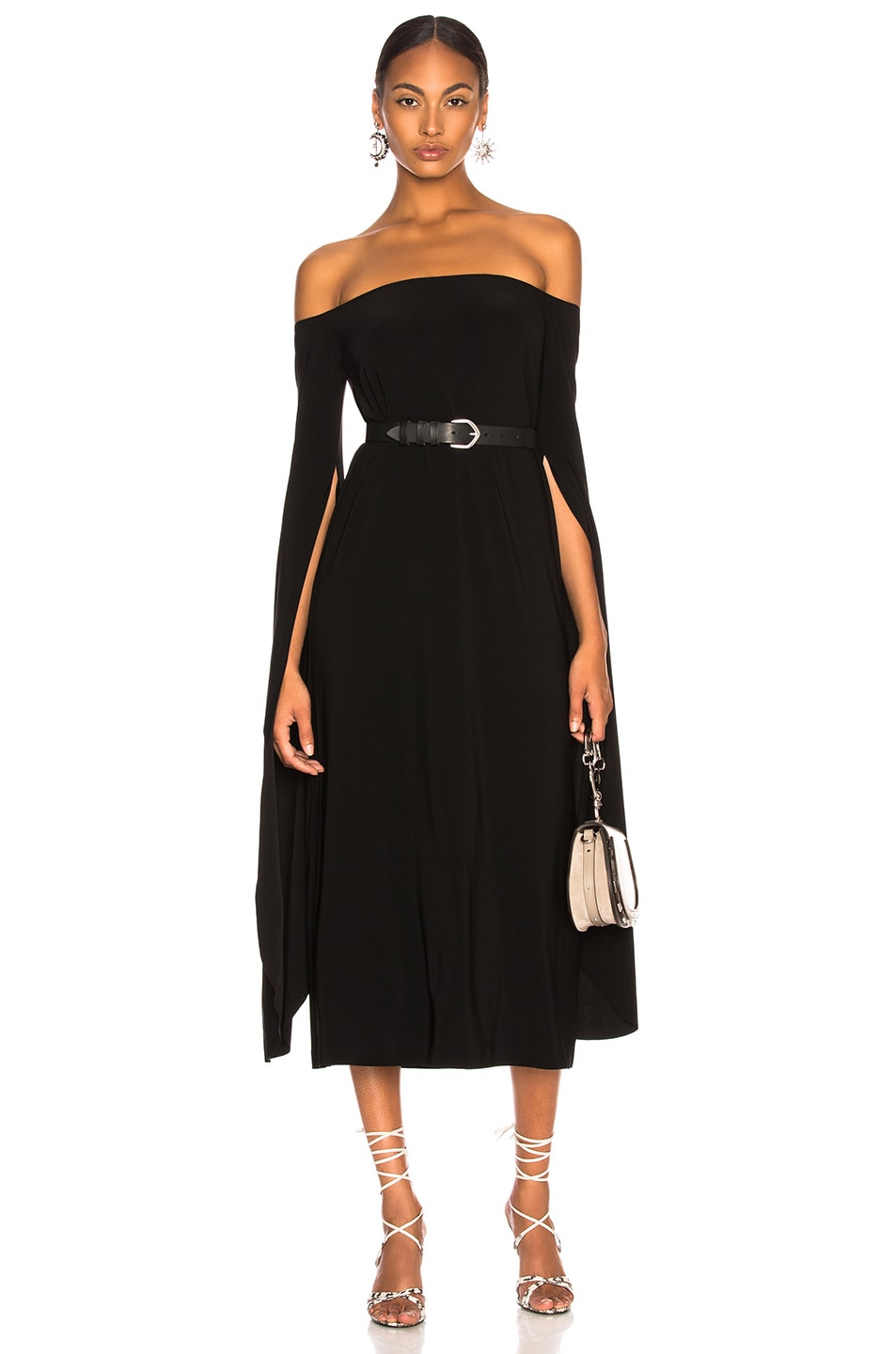 Image 1 of Norma Kamali Tulip Sleeve Off The Shoulder Dress in Black