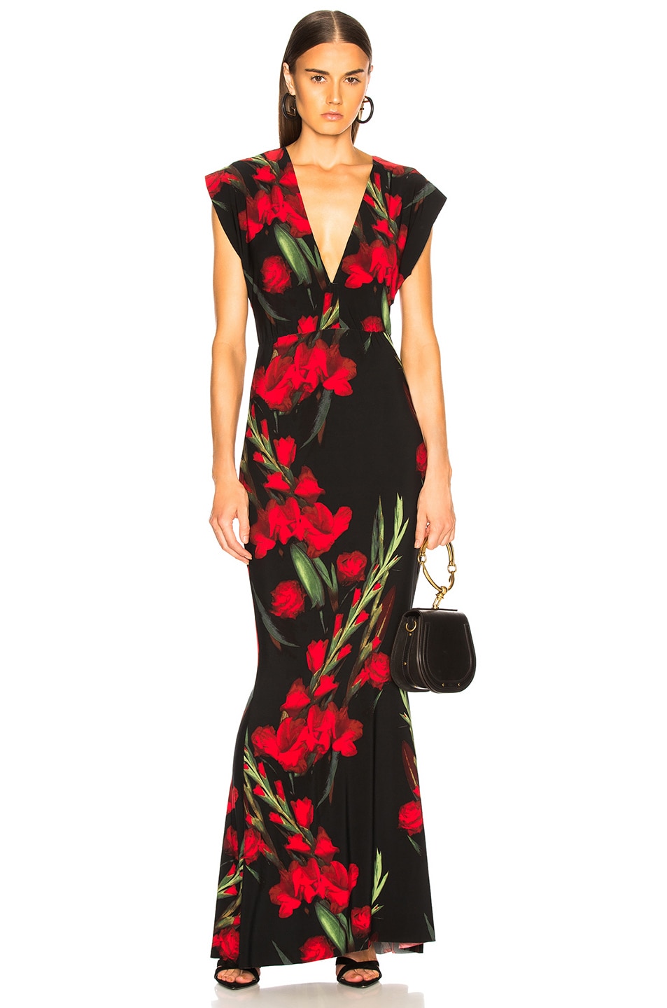 Image 1 of Norma Kamali V-Neck Rectangle Gown in Blooming Roses