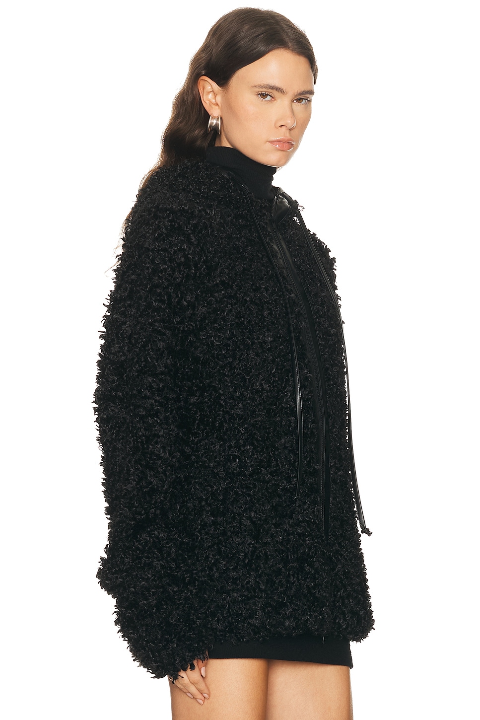 Norma Kamali Oversized Raglan Sleeve Zip Front Hooded Jacket In Black