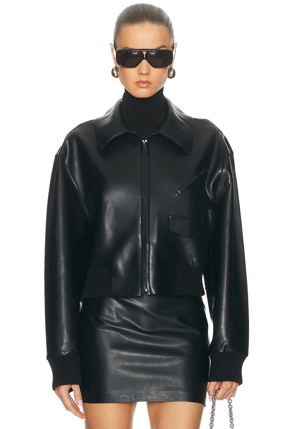 Image 1 of Norma Kamali Zip Front Classic Cropped Jacket in Black
