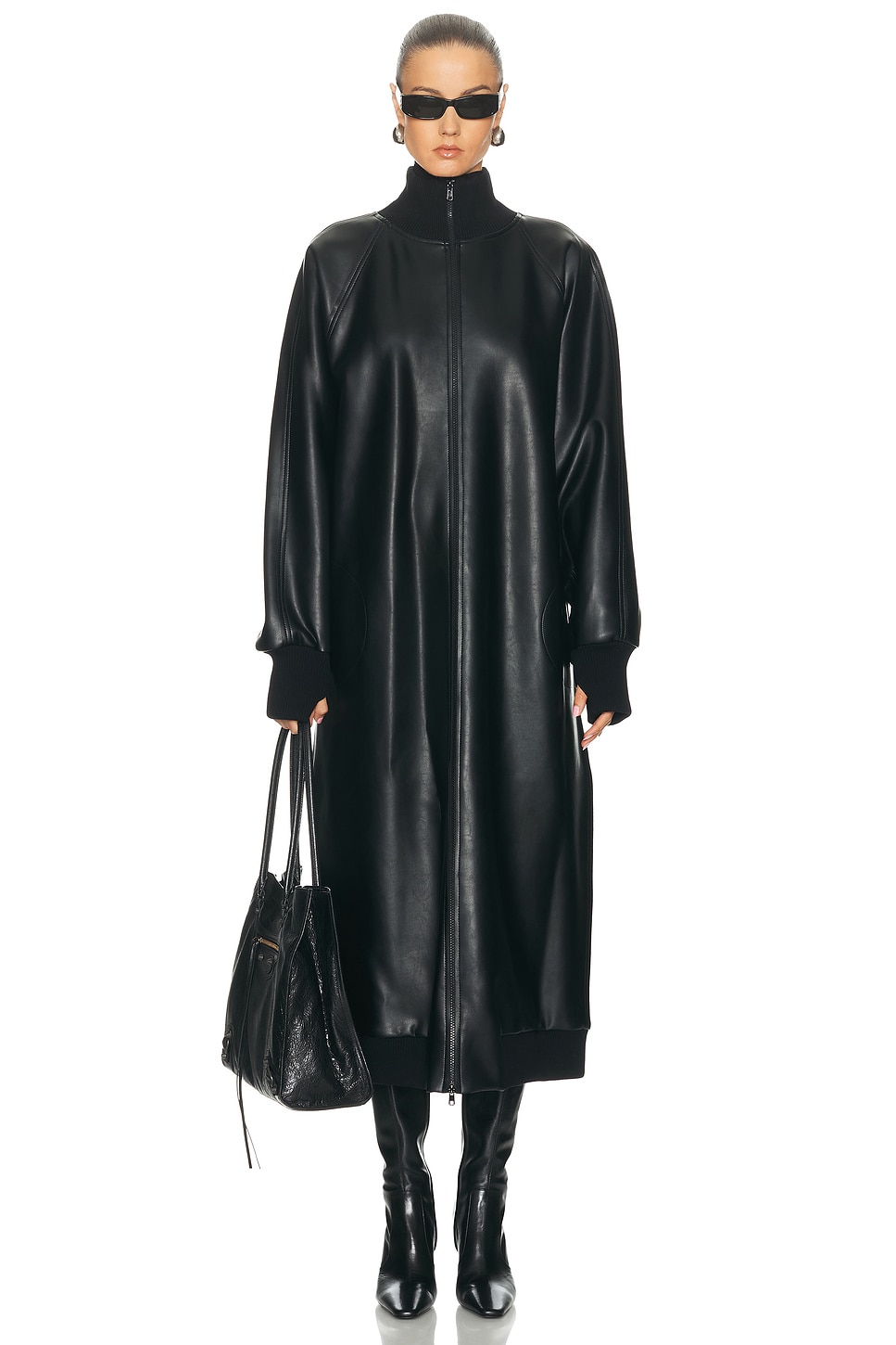Norma Kamali Oversized Turtleneck Bomber Jacket In Black