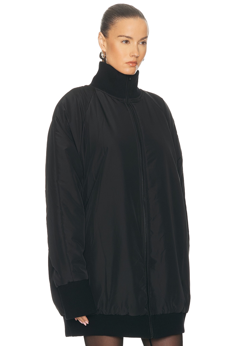 Norma Kamali Oversized Turtleneck Bomber Jacket In Black