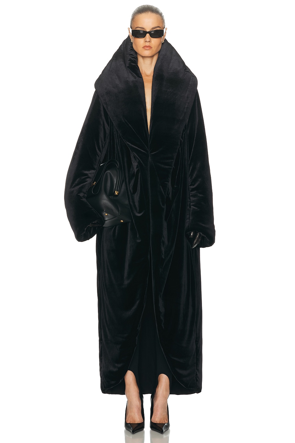 Norma Kamali Oversized Shawl Collar Maxi Coat In Black