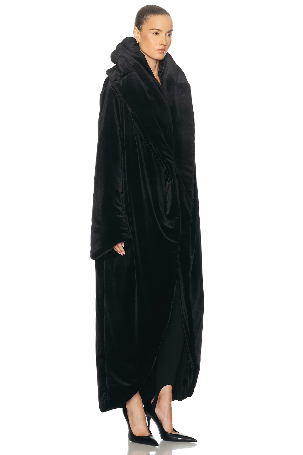 Norma Kamali Oversized Shawl Collar Maxi Coat In Black