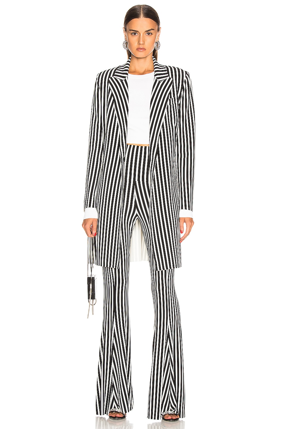 Image 1 of Norma Kamali Single Breasted Jacket in Uneven Stripe