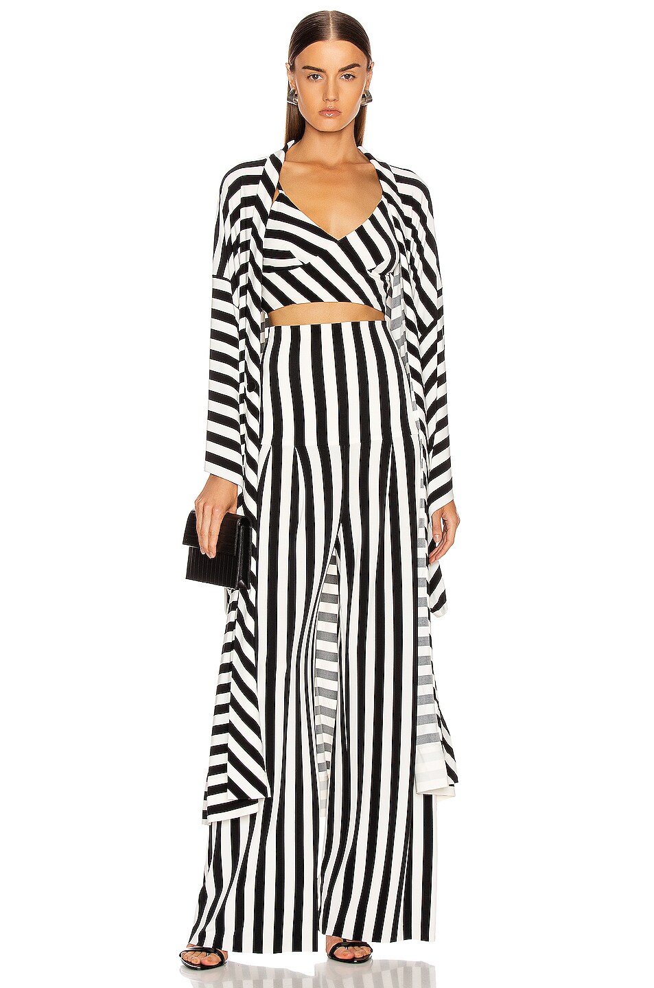 Image 1 of Norma Kamali Midcalf Robe in Stripe