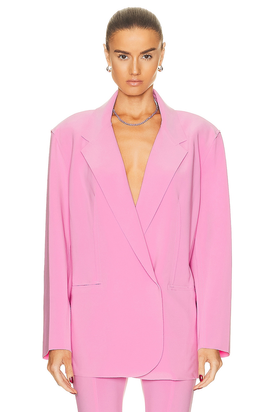 Image 1 of Norma Kamali Oversized Double Breasted Jacket in Candy Pink