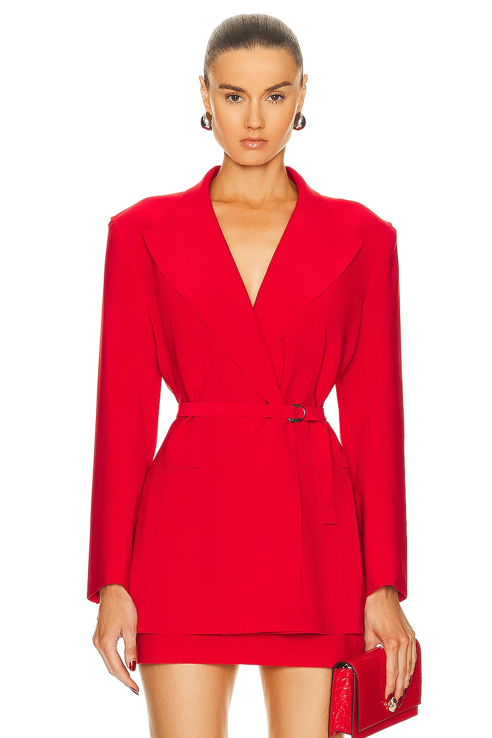 Image 1 of Norma Kamali Classic Double Breasted Jacket in Tiger Red