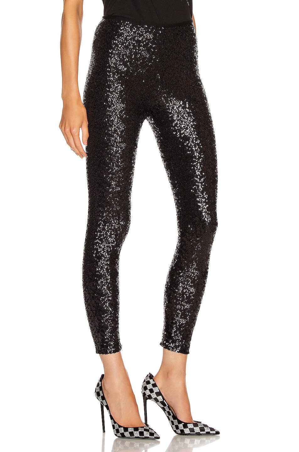 Norma Kamali Overlapping Sequin Legging in Black | FWRD