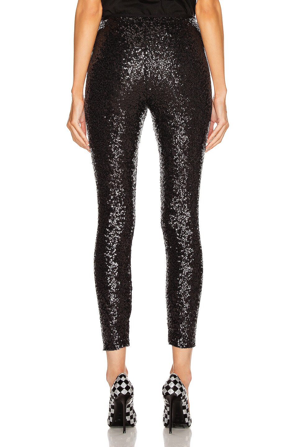 Norma Kamali Overlapping Sequin Legging in Black | FWRD