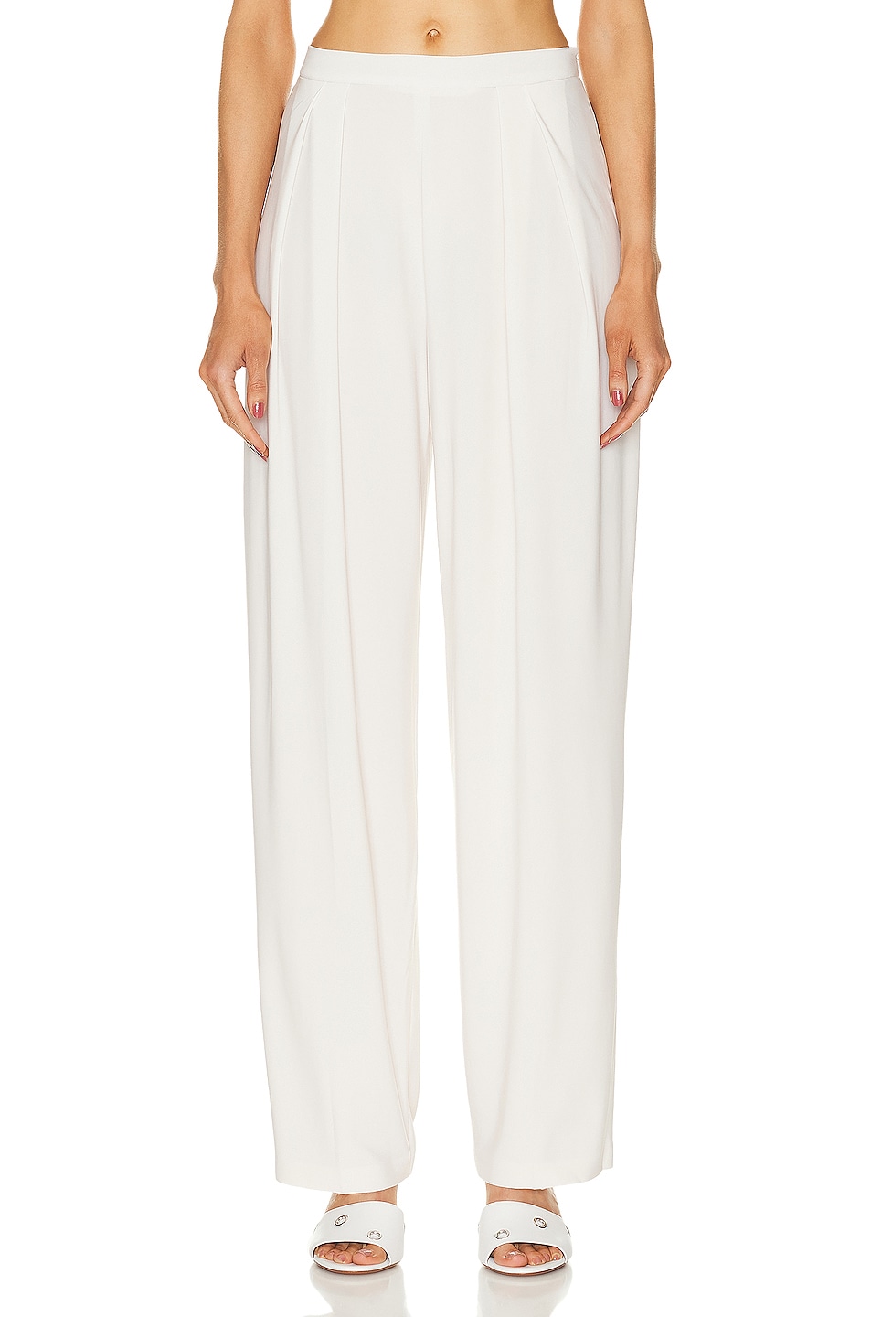 Image 1 of Norma Kamali Tapered Pleated Trouser in Bone