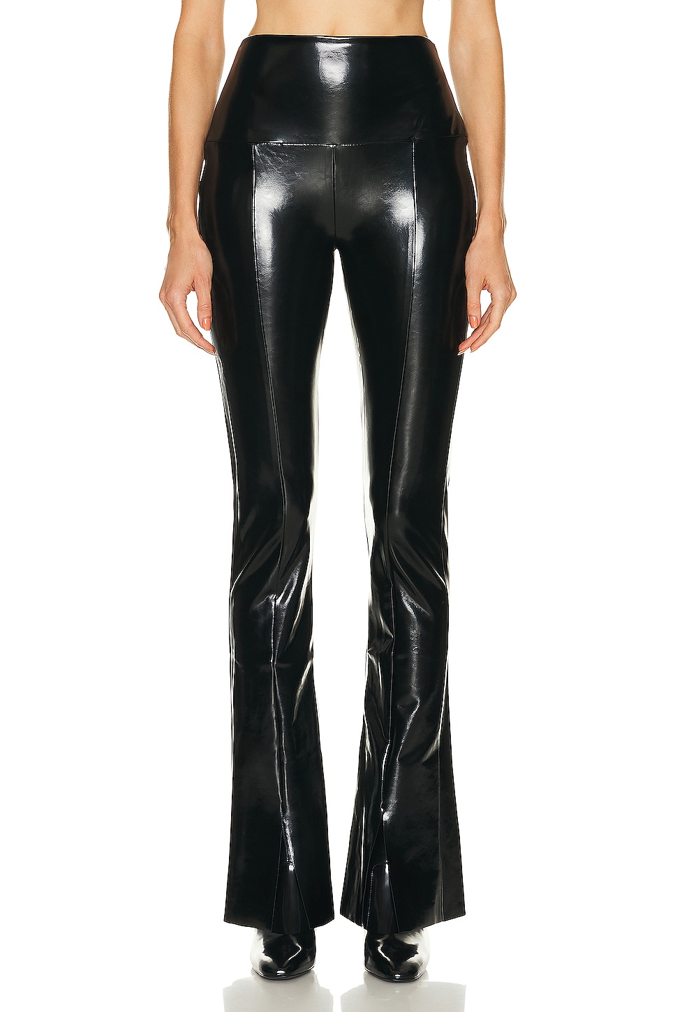 Norma Kamali Faux Leather Spat Legging in Black | FWRD