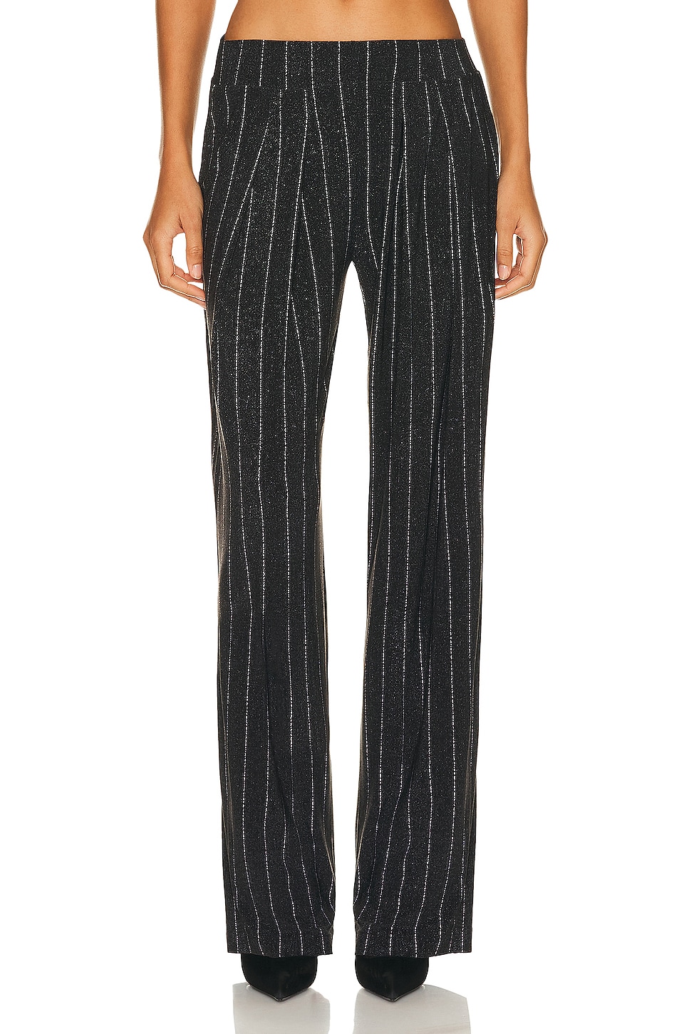 Image 1 of Norma Kamali Low Rise Pleated Trouser in Pinstripe