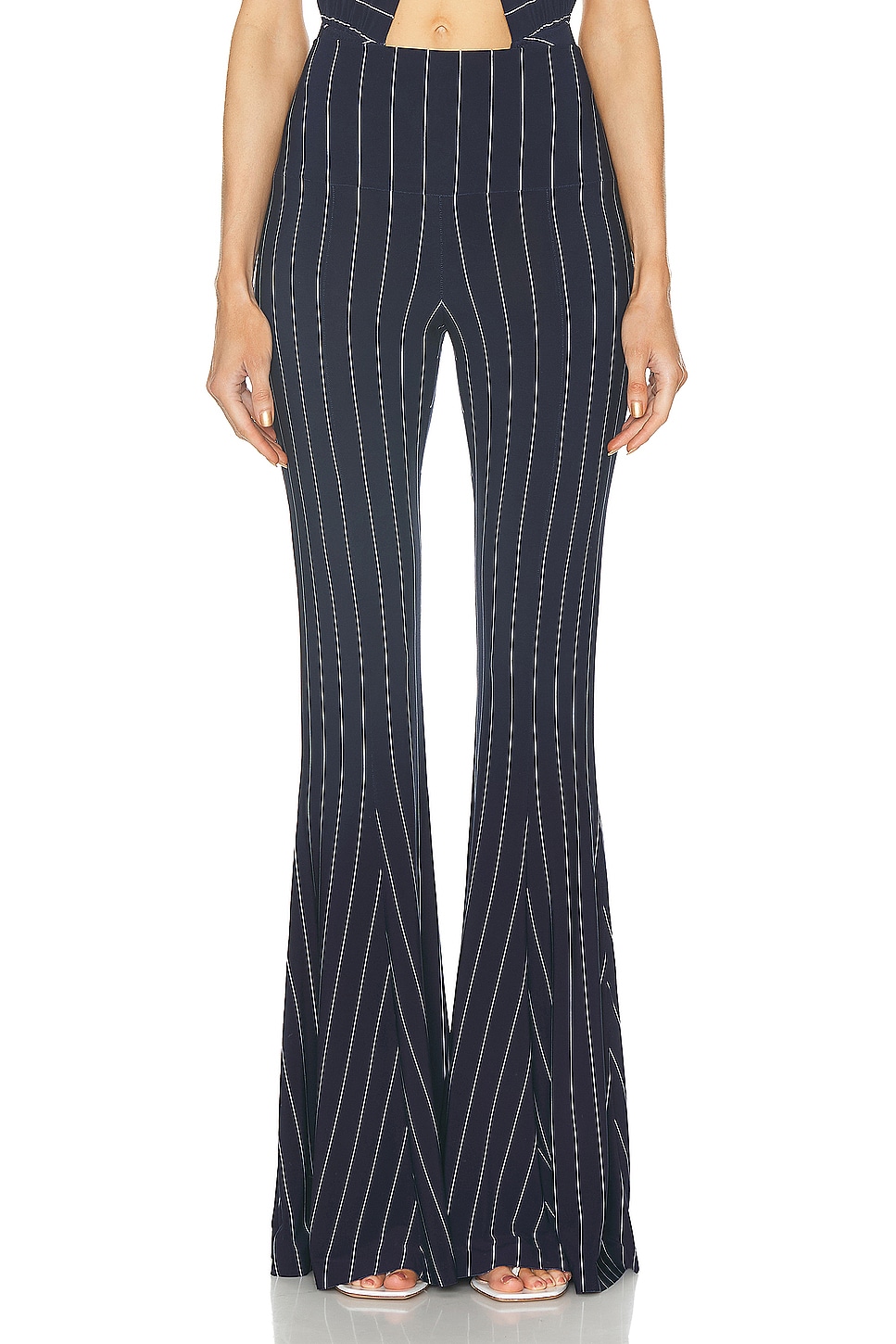 Image 1 of Norma Kamali Fishtail Pant in True Navy Pinstripe