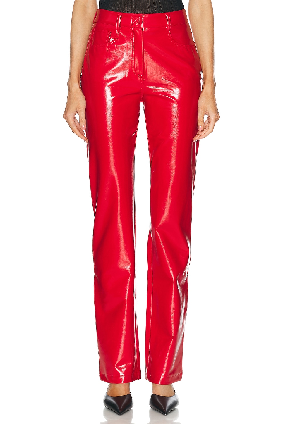 Shop Norma Kamali High Waist Boot Leg In Tiger Red