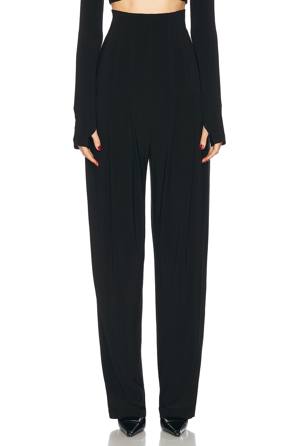 Image 1 of Norma Kamali High Waisted Tailored Pleat Pant in Black