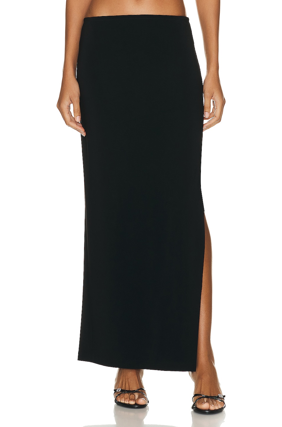 Image 1 of Norma Kamali Side Slit Long Skirt in Black
