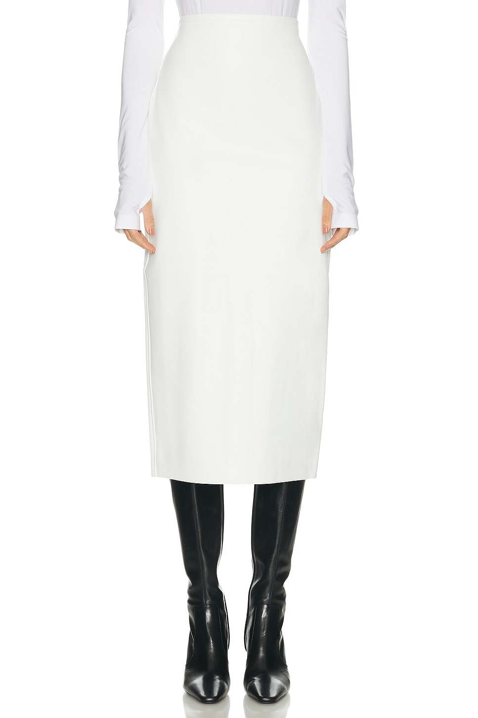 Image 1 of Norma Kamali Straight Midcalf Skirt in Snow White