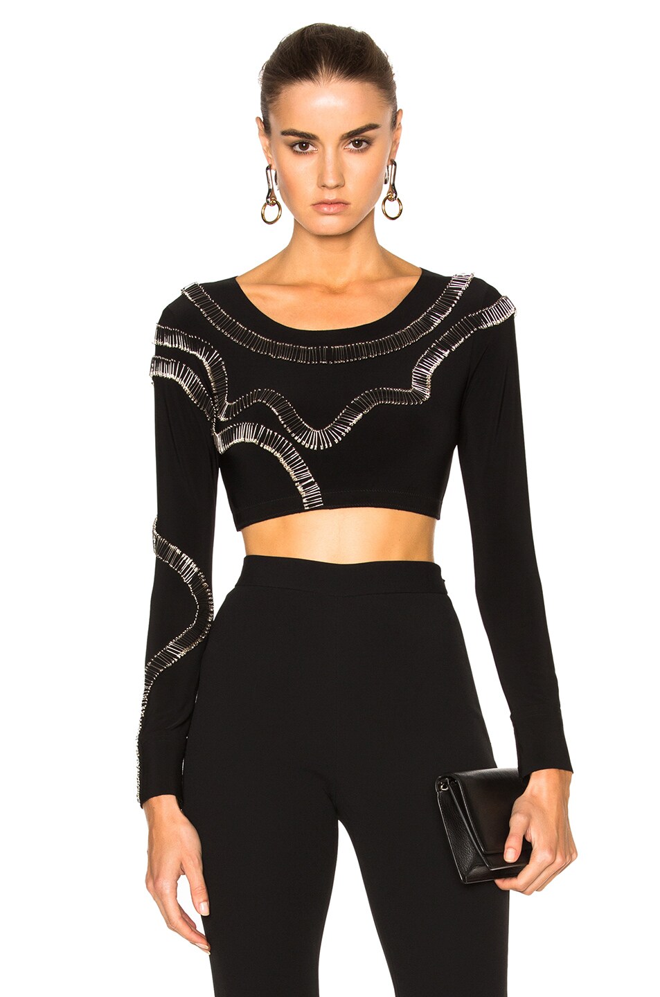 Image 1 of Norma Kamali for FWRD Safety Pins Cropped Top in Black