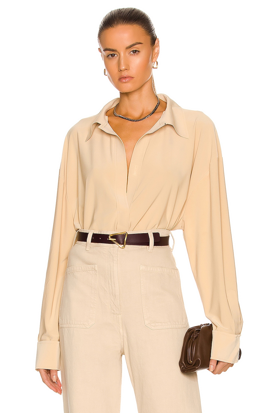 Norma Kamali Oversized Boyfriend Shirt Dress in Powder Blue main image 1