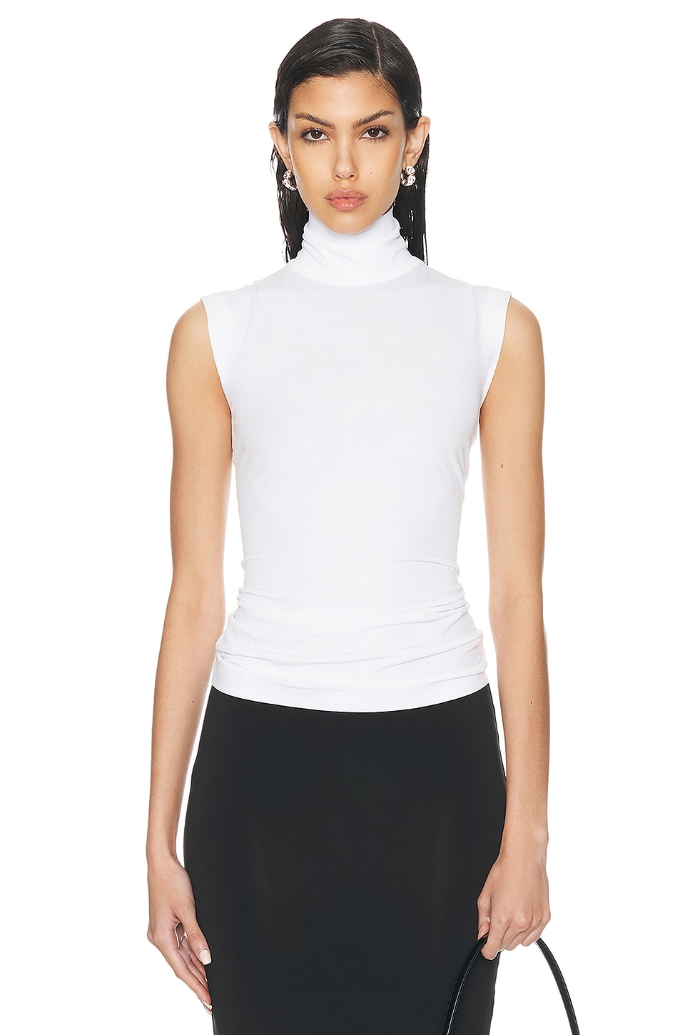 Slim Fit Sleeveless Turtle Top in White
