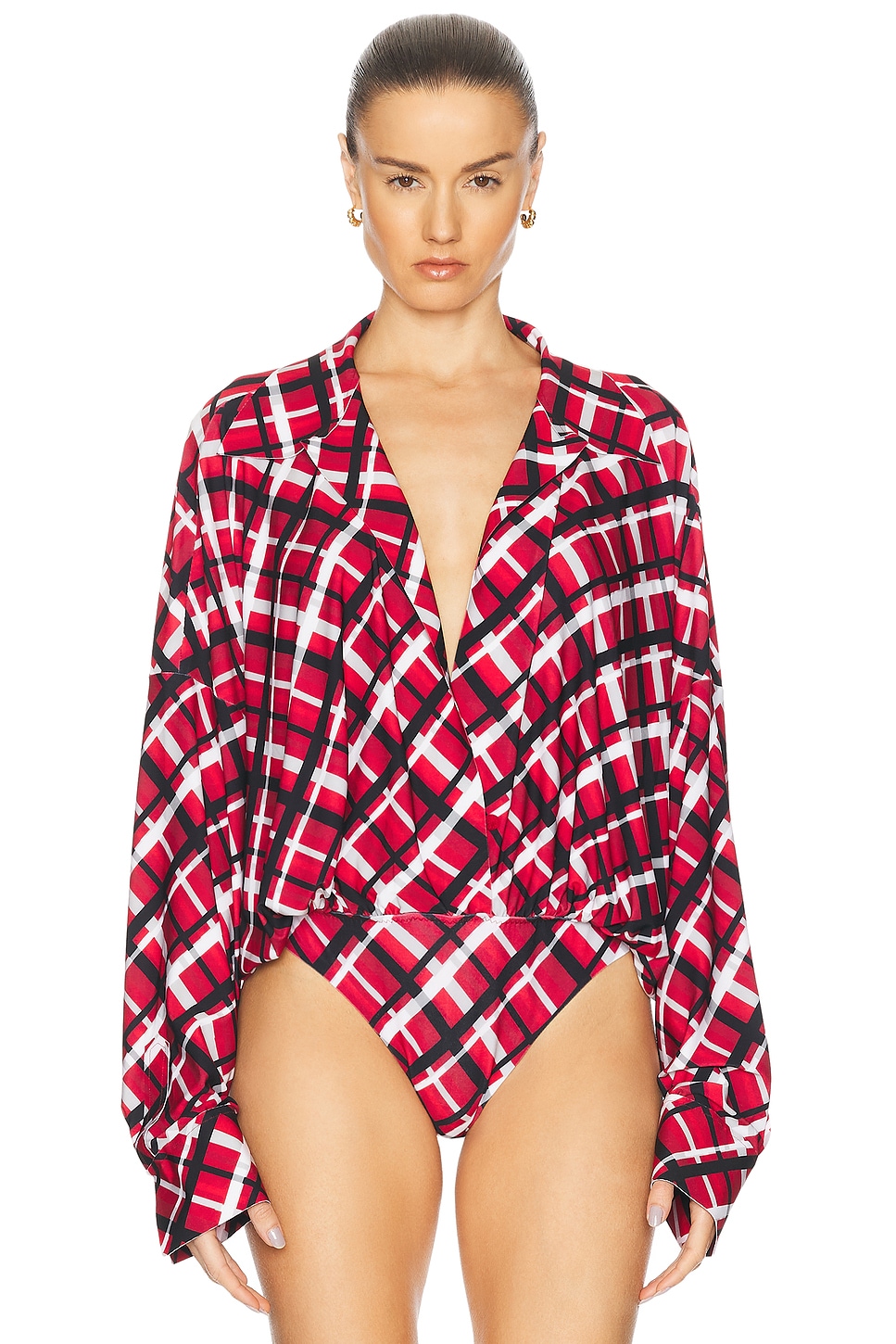 Shop Norma Kamali Super Oversized Boyfriend Shirt Bodysuit
