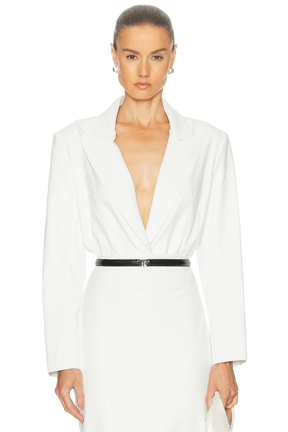 Image 1 of Norma Kamali Easy Fit Single Breasted Bodysuit in Snow White