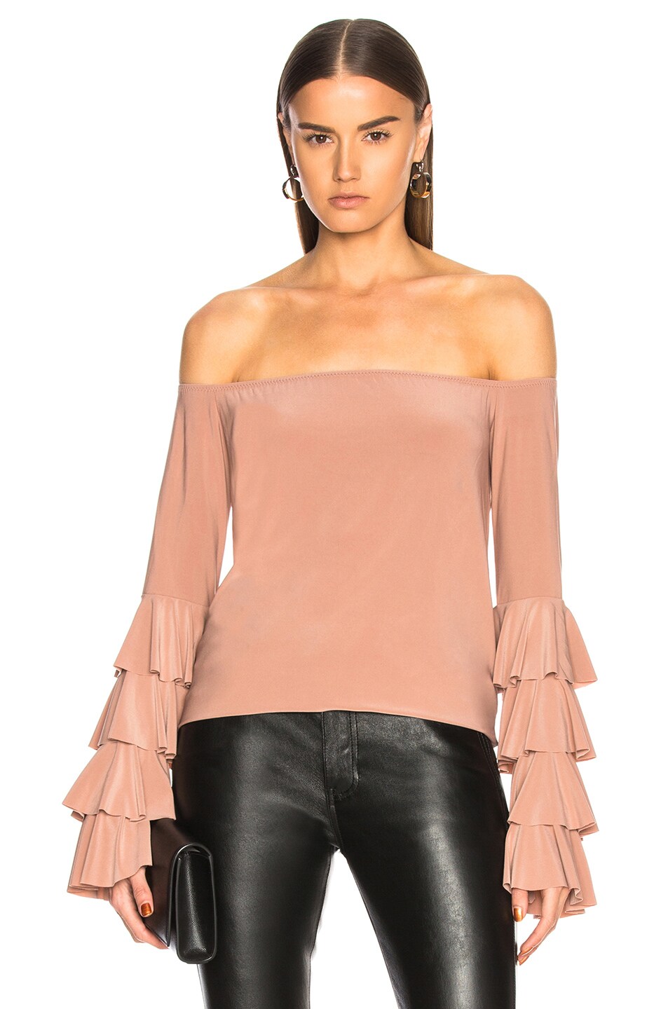 Image 1 of Norma Kamali for FWRD Ruffle Off The Shoulder Top in Rose