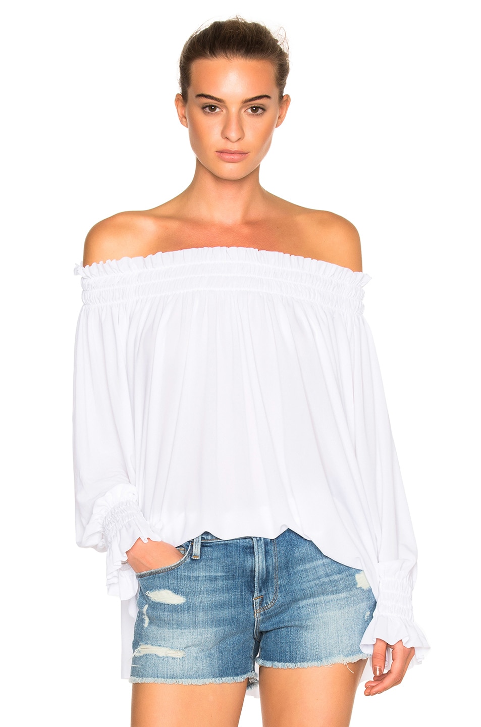 Image 1 of Norma Kamali Peasant Top in White