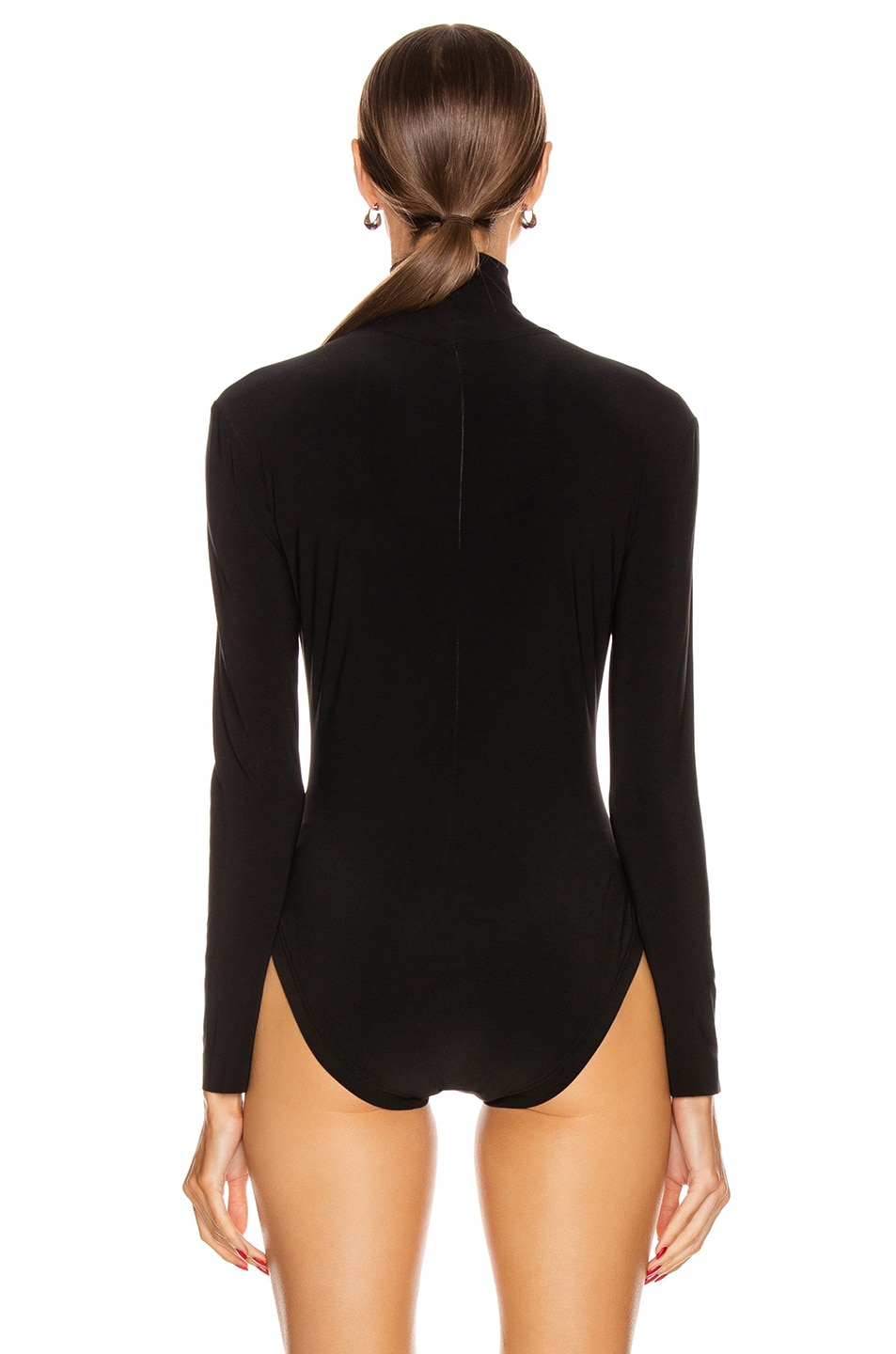 Norma Kamali Long Sleeve Turtleneck Bodysuit In Black Fwrd 