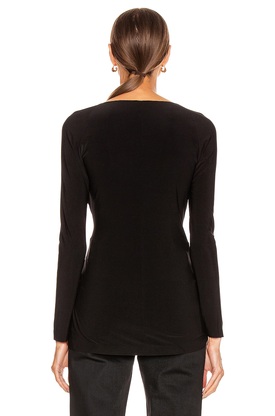 Image 3 of Norma Kamali Long Sleeve Sweetheart Side Drape Top in Black