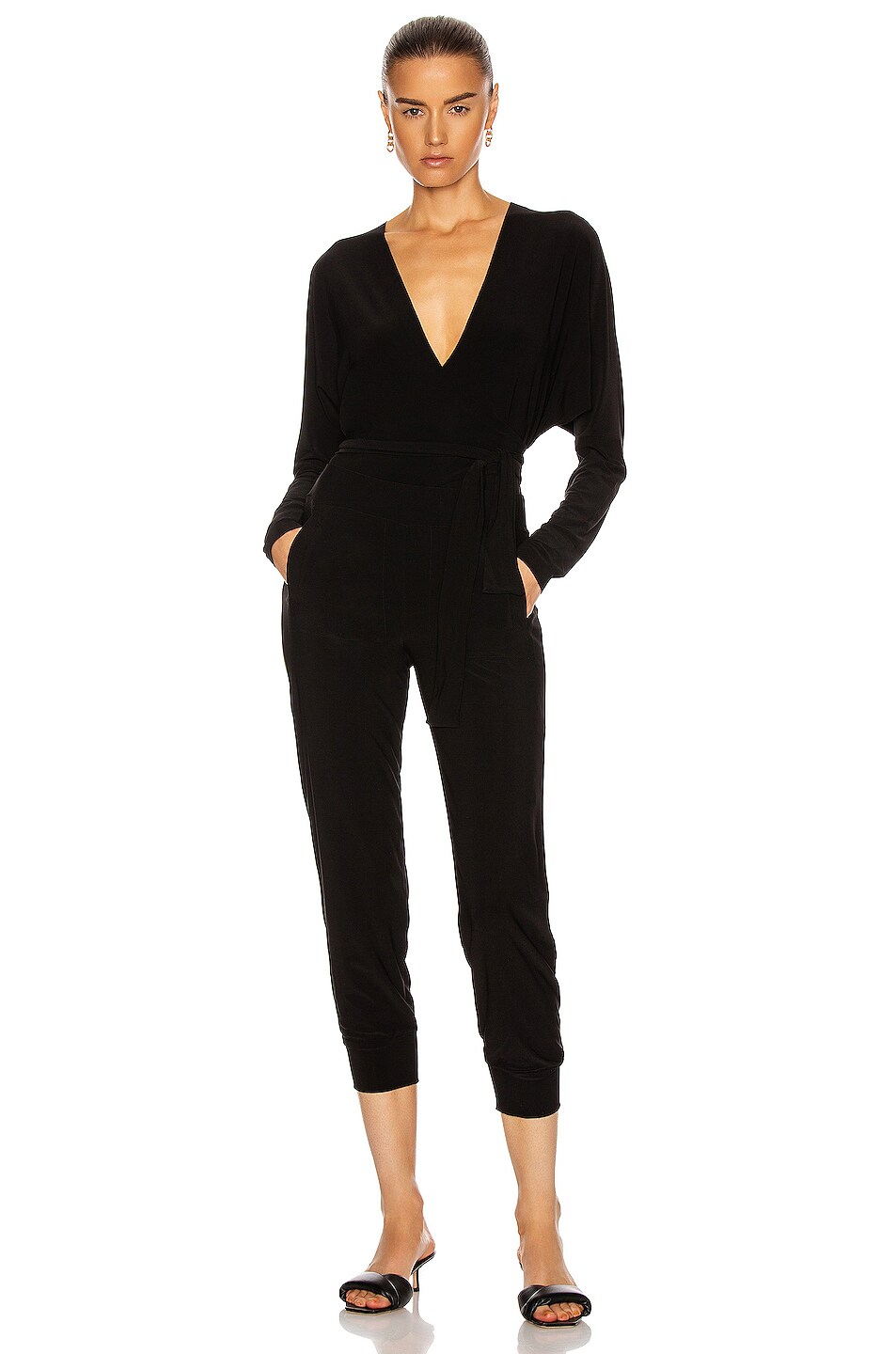 Norma Kamali Dolman Wrap Bodysuit in Black | FWRD