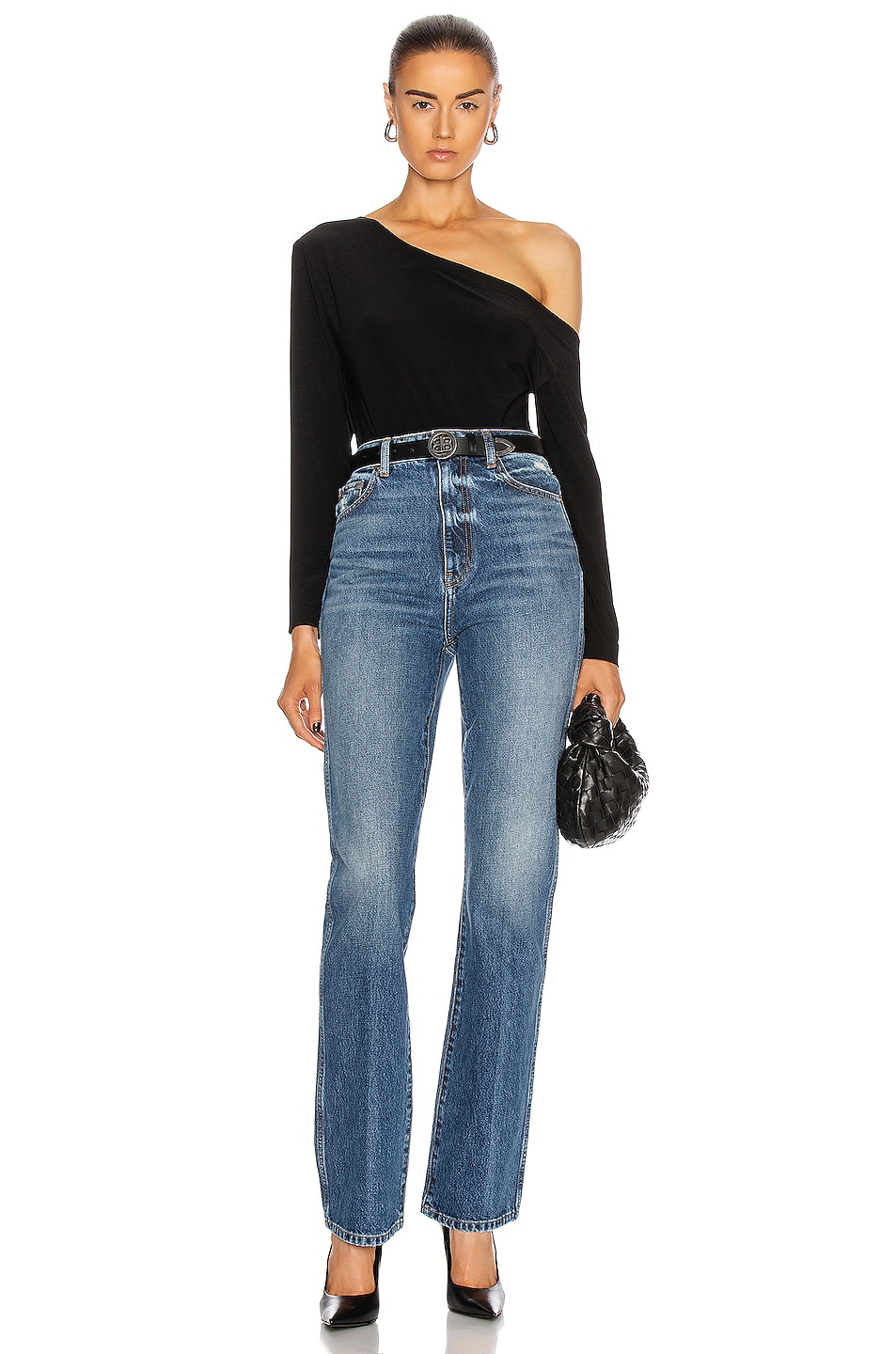 Image 6 of Norma Kamali Long Sleeve Drop Shoulder Bodysuit in Black