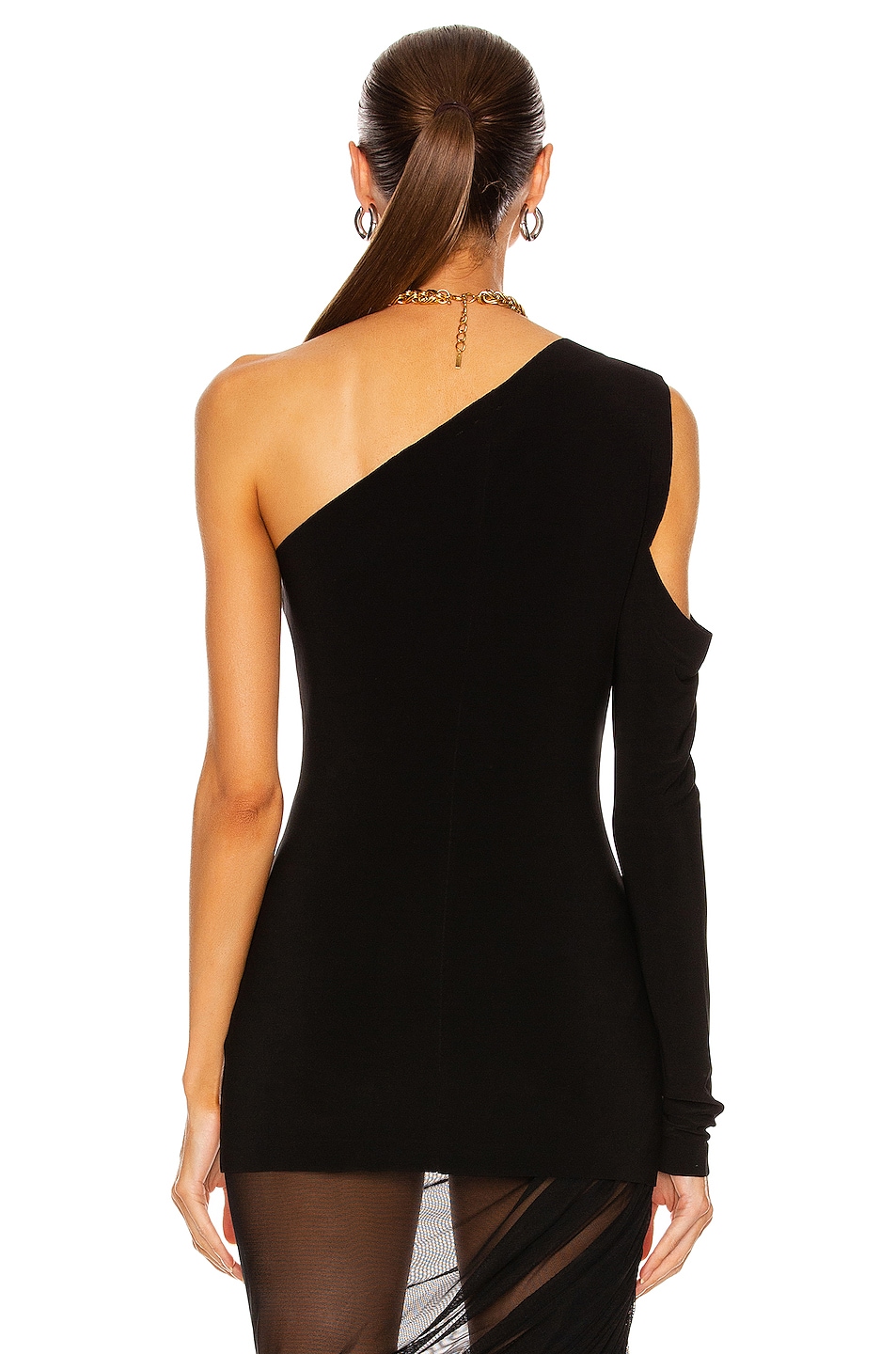 Image 4 of Norma Kamali One Shoulder One Sleeve Top in Black