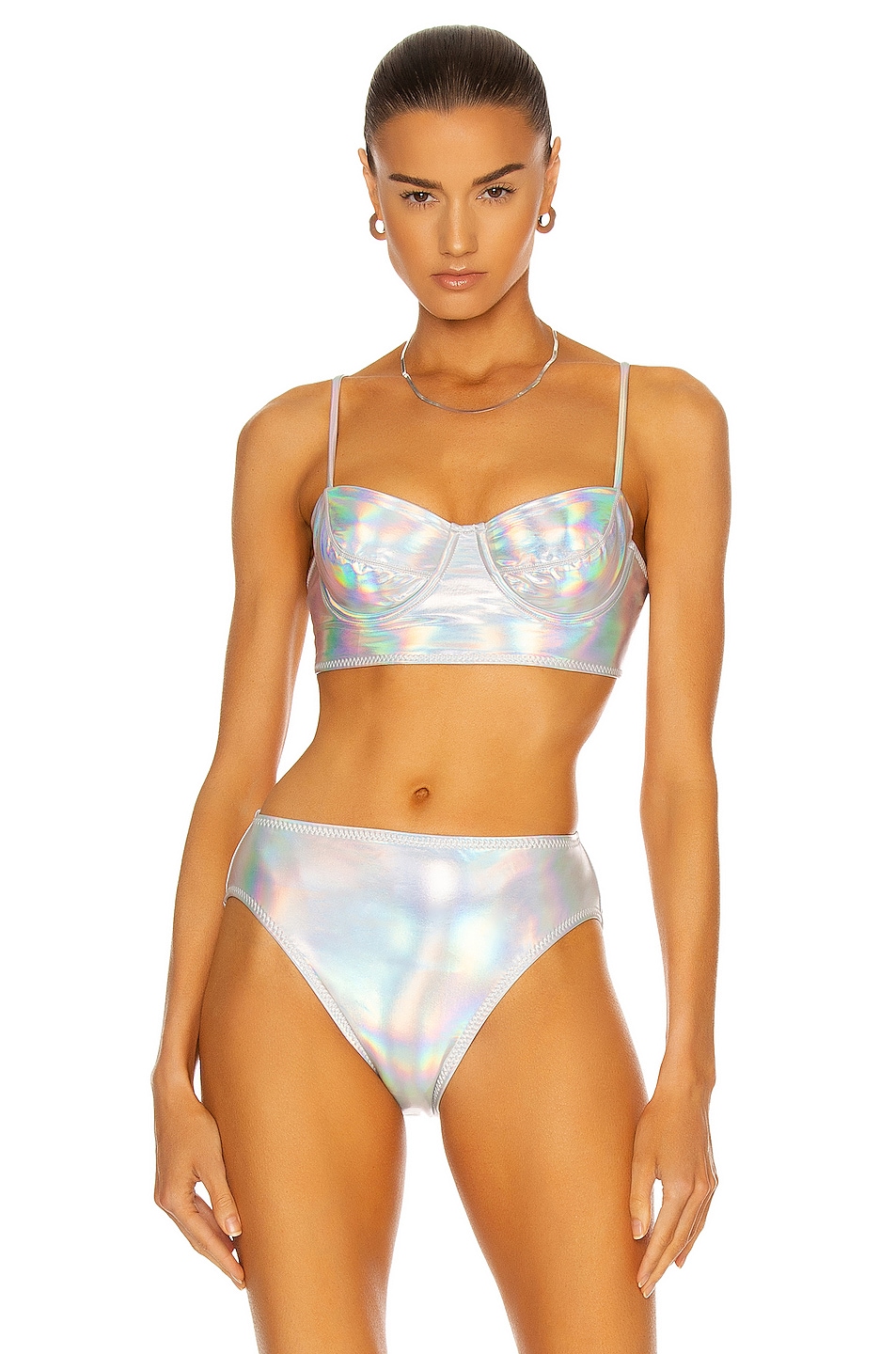 Image 1 of Norma Kamali Underwire Bra Bikini Top in Hologram