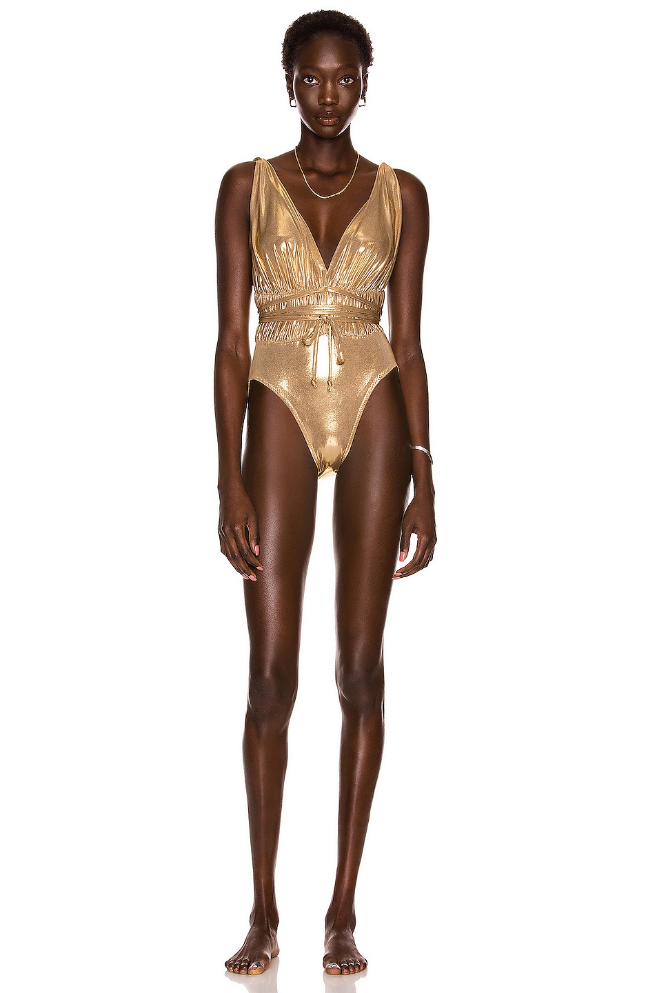 Image 1 of Norma Kamali Goddess Mio One Piece Swimsuit in Gold