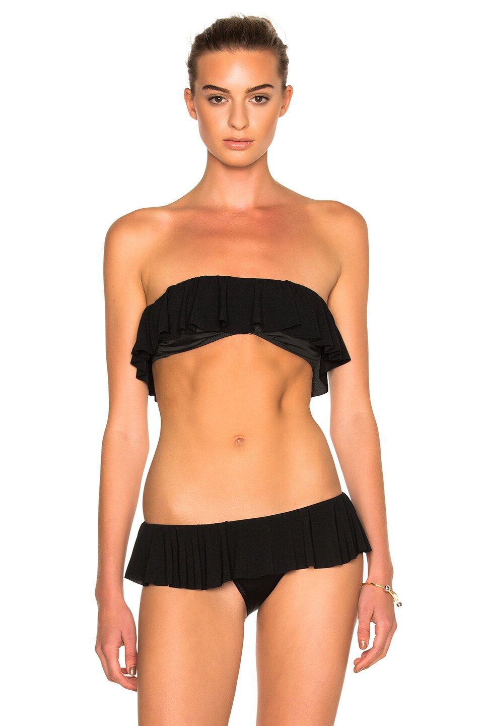 Image 1 of Norma Kamali Ruffled Bikini Top in Black