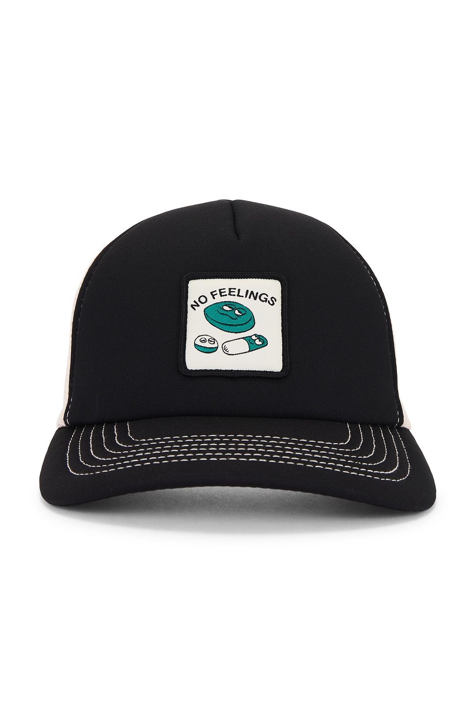 No Feelings Trucker Cap in Black